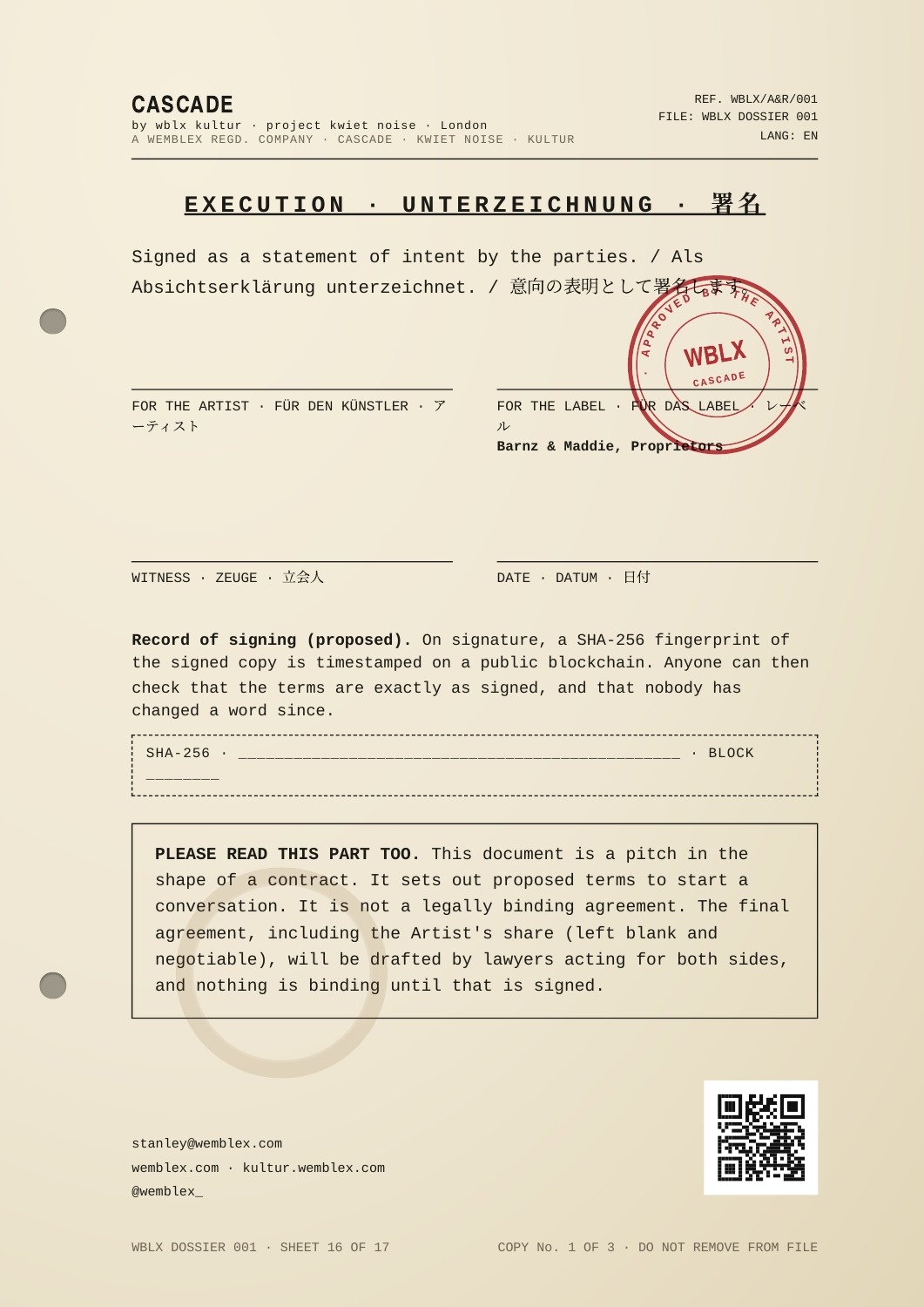 Cascade dossier — sheet 16