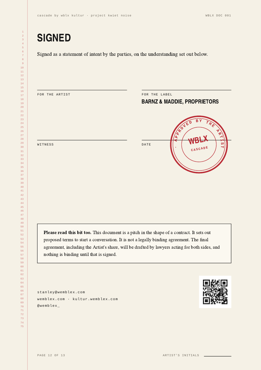 Recording & Influence Agreement — page 12 of 13