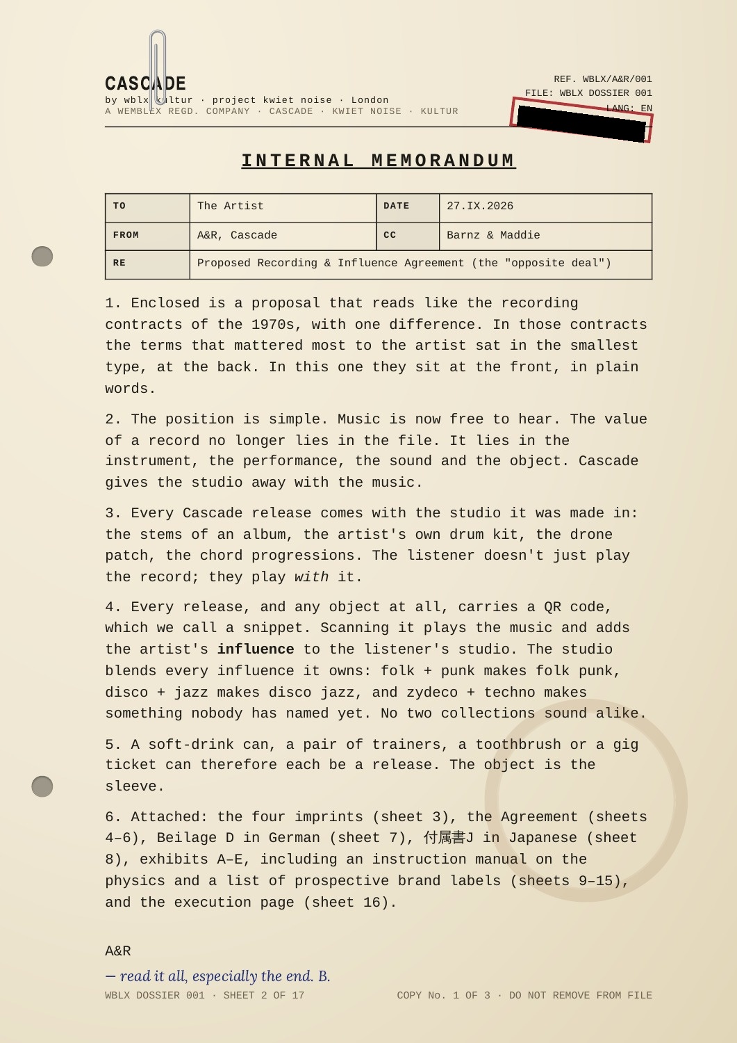 Cascade dossier — sheet 2