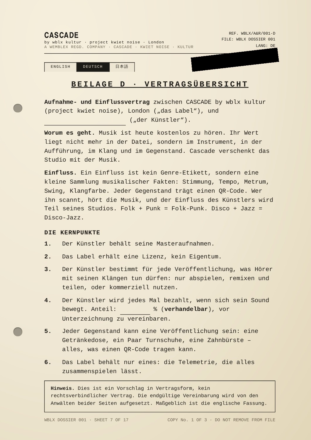 Cascade dossier — sheet 7