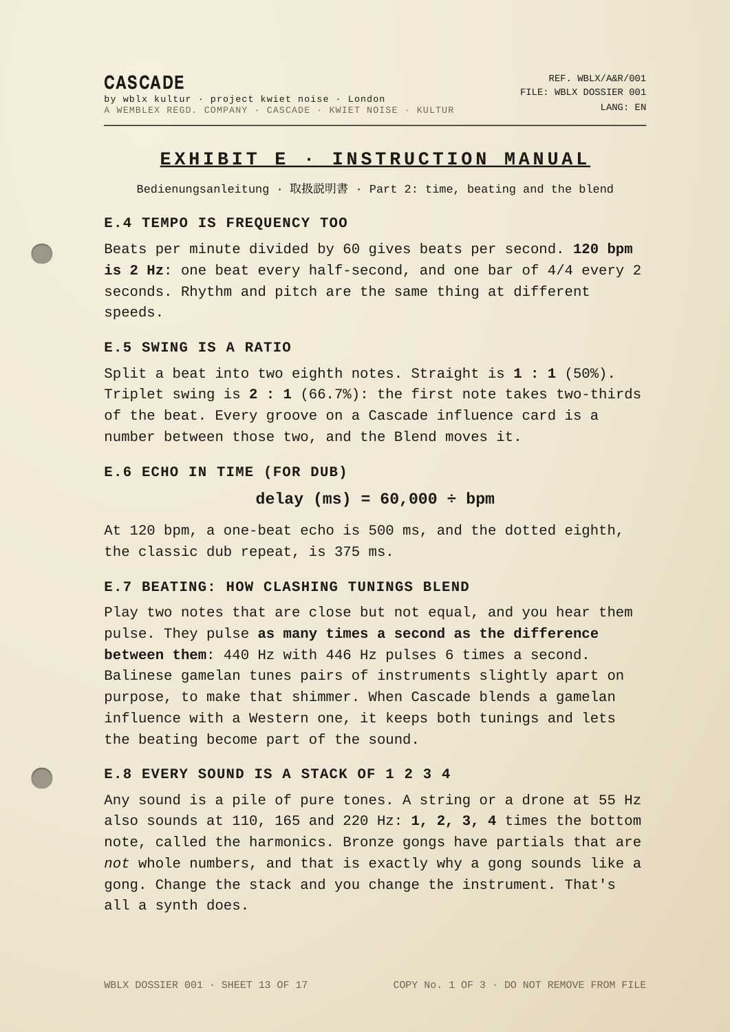 Cascade dossier — sheet 13